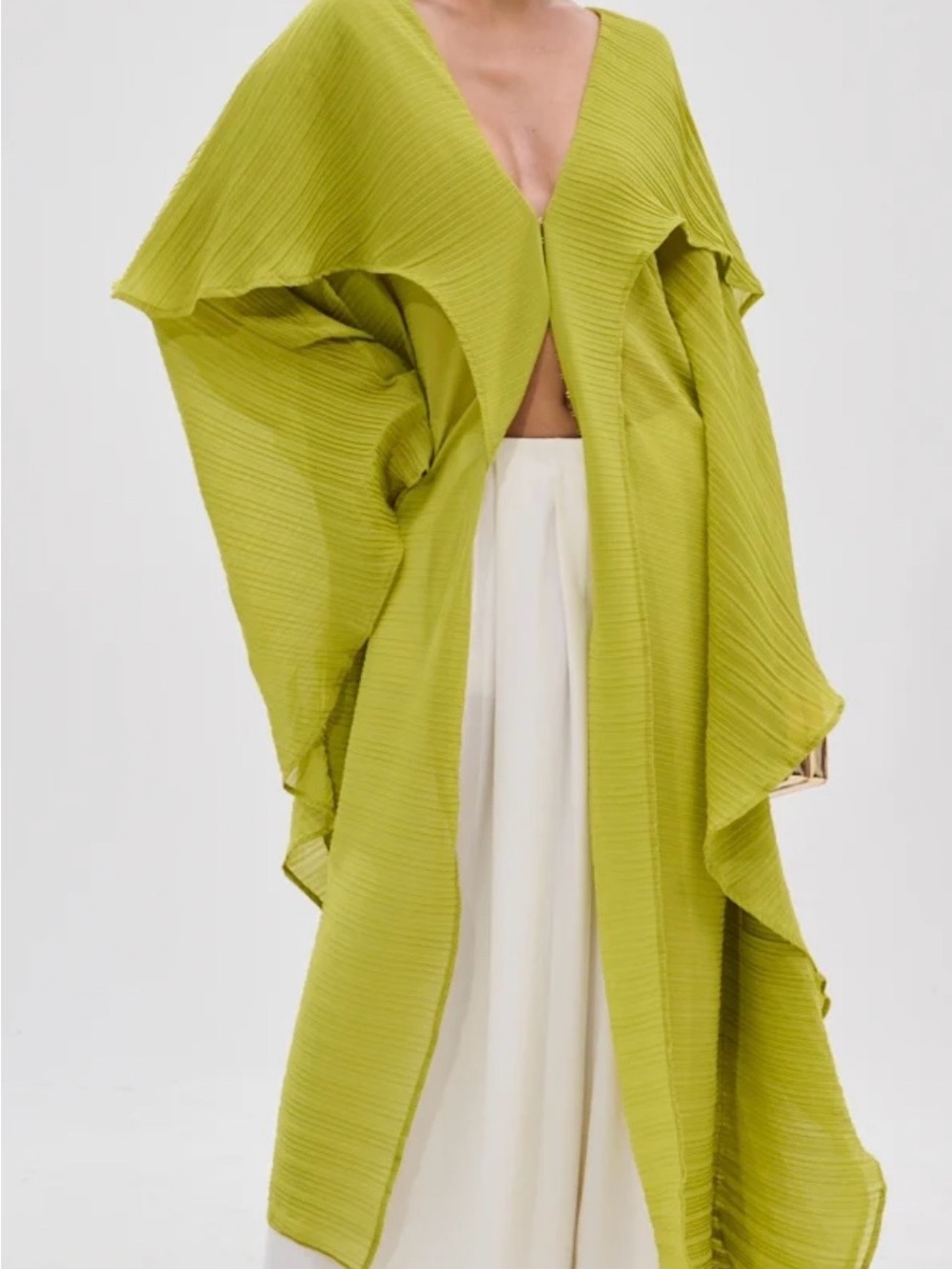 AKIRA Lime Green Pleated Tunic Top - Picture 3 of 3